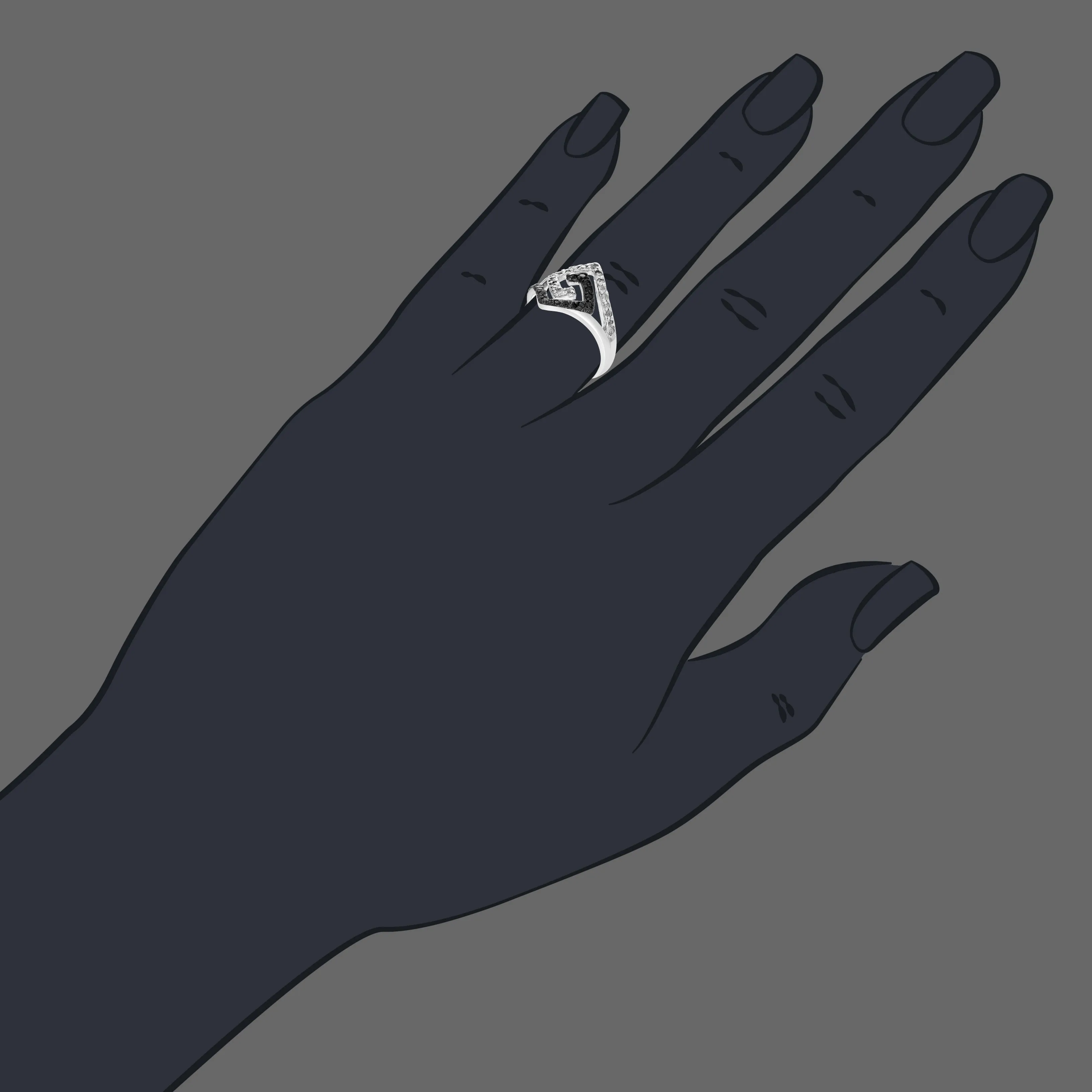 0.45 cttw Black Diamond Statement Ring in Sterling Silver