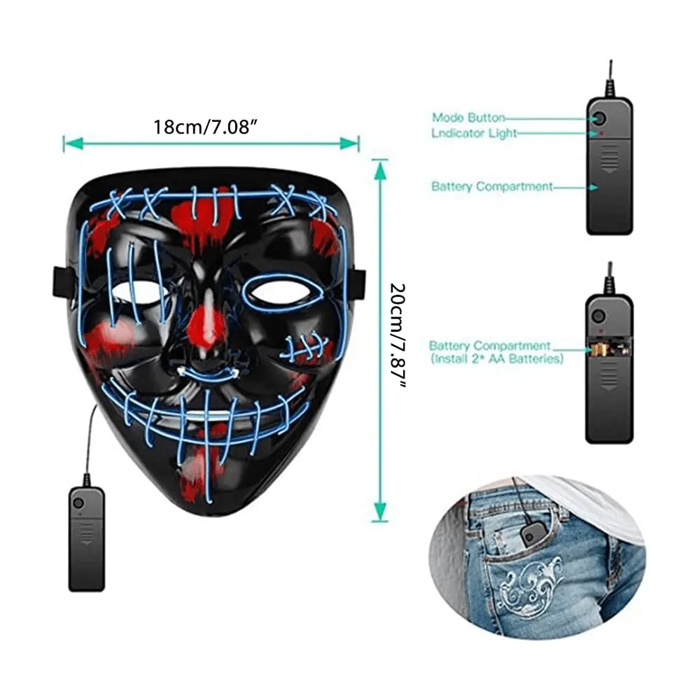 2 Pack Haunting Glow-in-the-Dark Stitched Forehead Halloween Masks